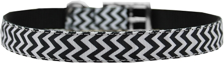 Chevrons Nylon Dog Collar with classic buckle 3/4" Black Size 12